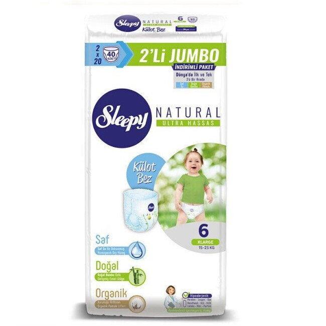 Sleepy Natural Baby Jumbo Pant No 6 40 Pcs Sleepy