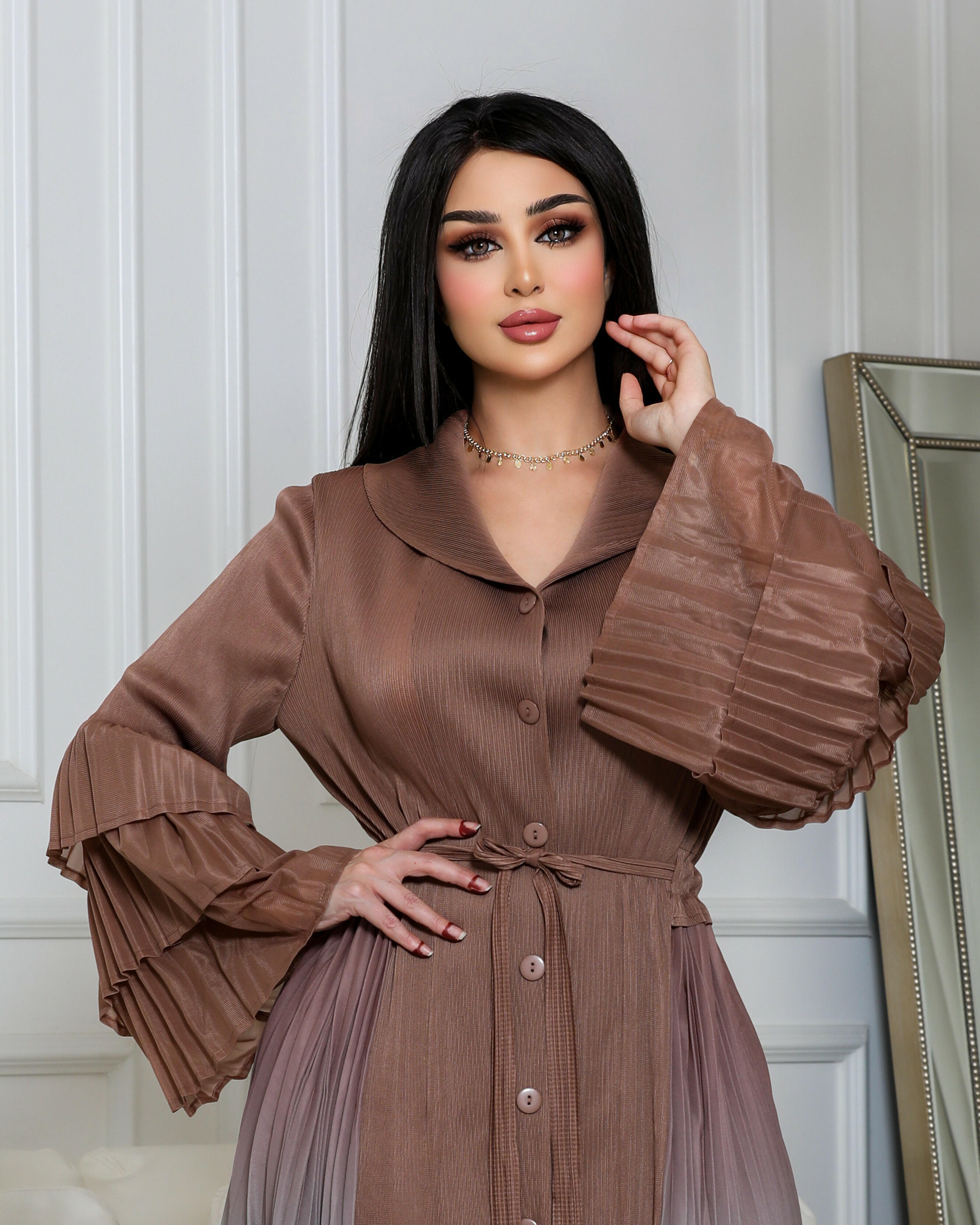 فستان نسائي-بني مع تركواز image 0