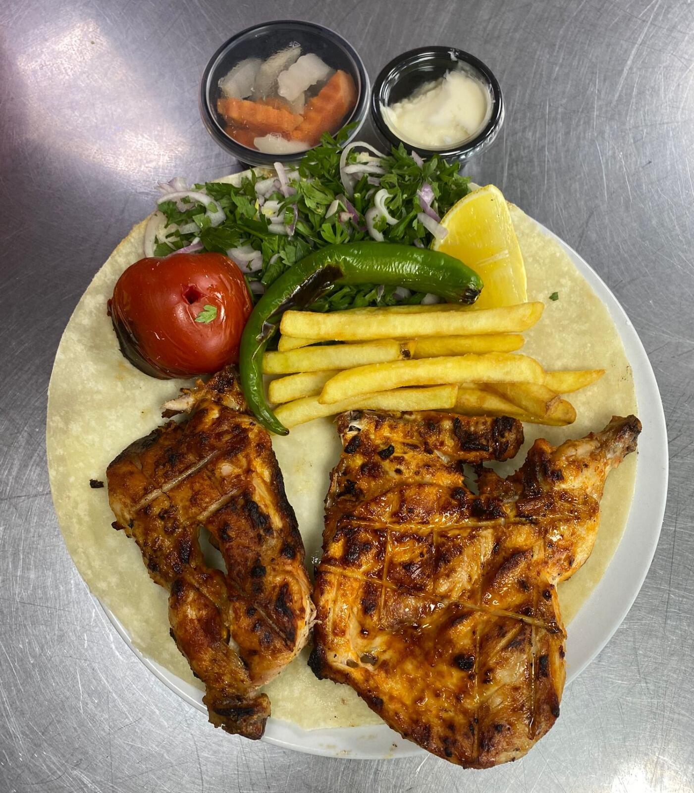 SHALAWEET Half chicken on charcoal