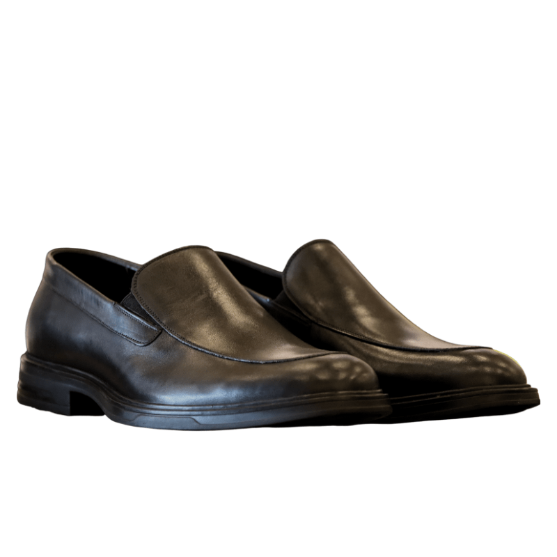 Franco Officer Shoes Fine Leather Slip On - Black image 4