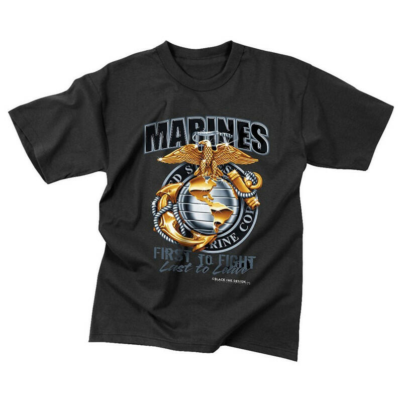 Black Ink Marines First To Fight T-Shirt-L image 0
