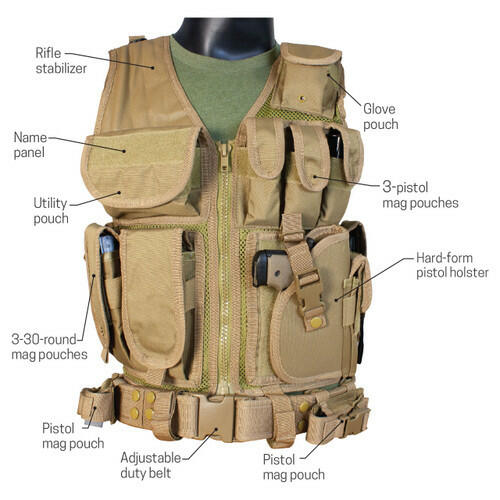 military tactical vest with bullet pouches-أسود image 0