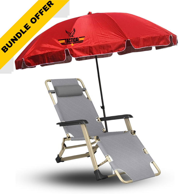 Bundle promo - Beach Umbrella with Outdoor folding sofa -احمر image 0