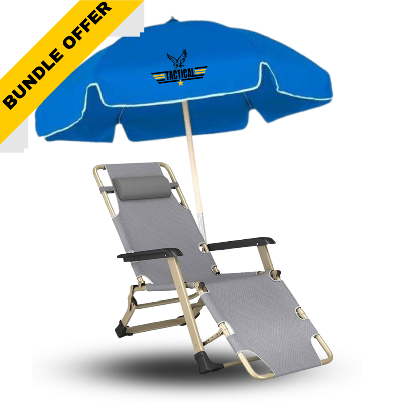 Bundle promo - Beach Umbrella with Outdoor folding sofa -أزرق image 0