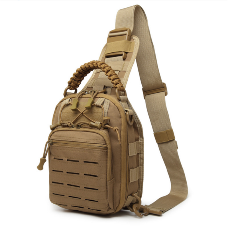 Tactical Chest Bag/Shoulder Bag with Paracord Handle  -تان image 0