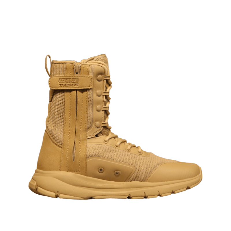 Taabaawi Tactical Side Zip Boots With Lace-Beige image 1