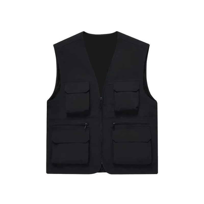 TBW Multi-Pocket Vest Jacket-BLACK-L image 0