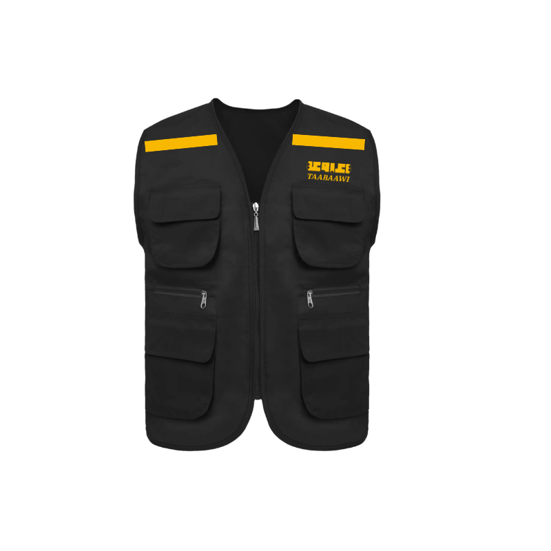 TBW Multi-Pocket Vest Jacket-BLACK/YELLOW-2XL image 0