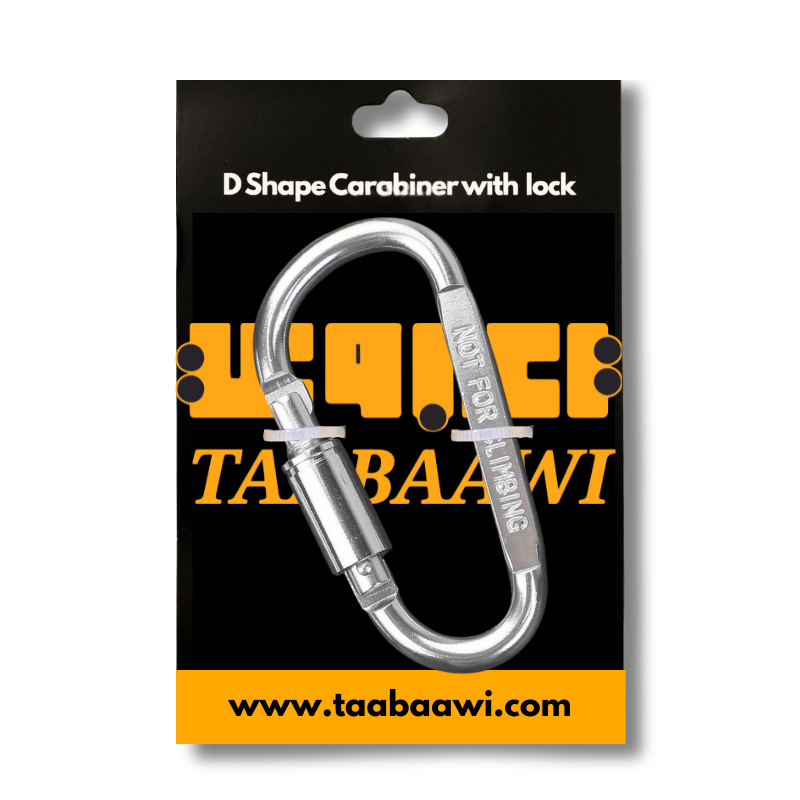 TBW D Shape Carabiner for Backpack with Screw Locking Buckle 8cm image 1
