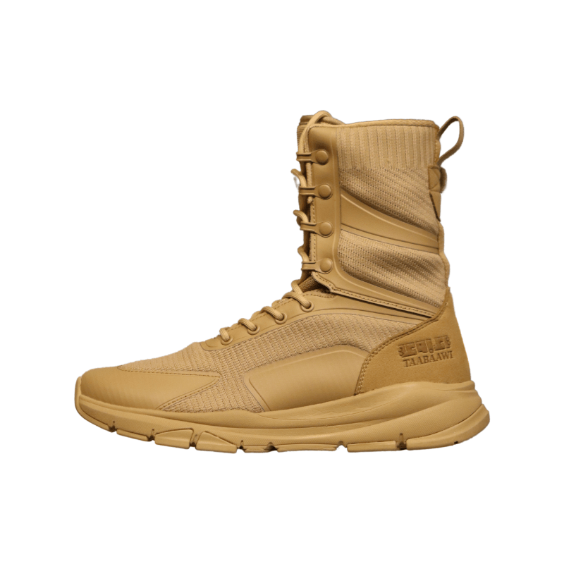 Taabaawi Tactical Side Zip Boots With Lace-Beige image 0