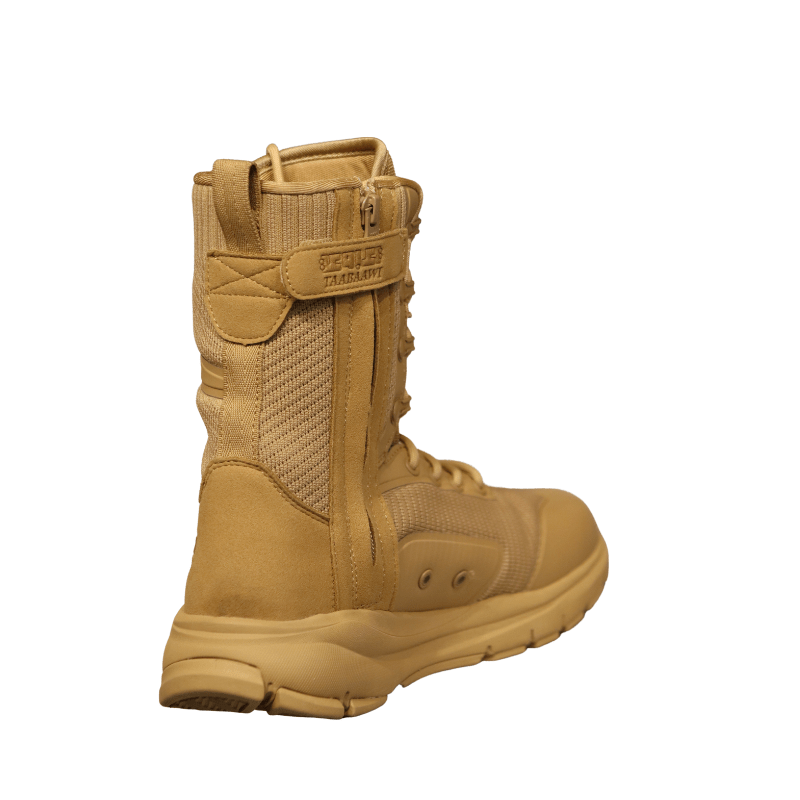 Taabaawi Tactical Side Zip Boots With Lace-Beige image 3
