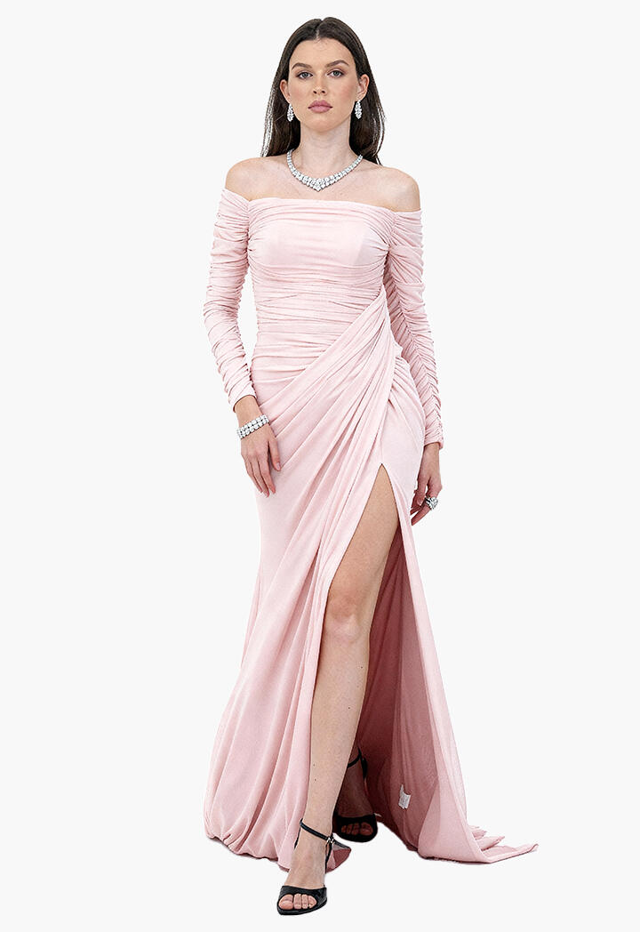 chiffon summer maxi dress Caira Chiffon Scarf Maxi Dress / Ombre Dark Pink | MESHKI