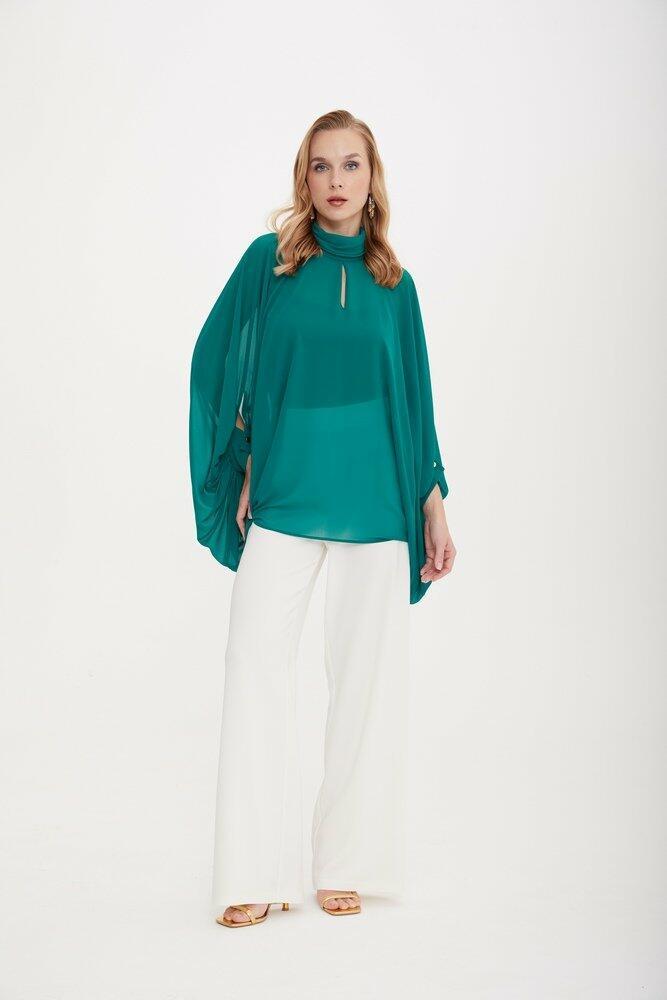 Draped Sleeves Cape Blouse image 0