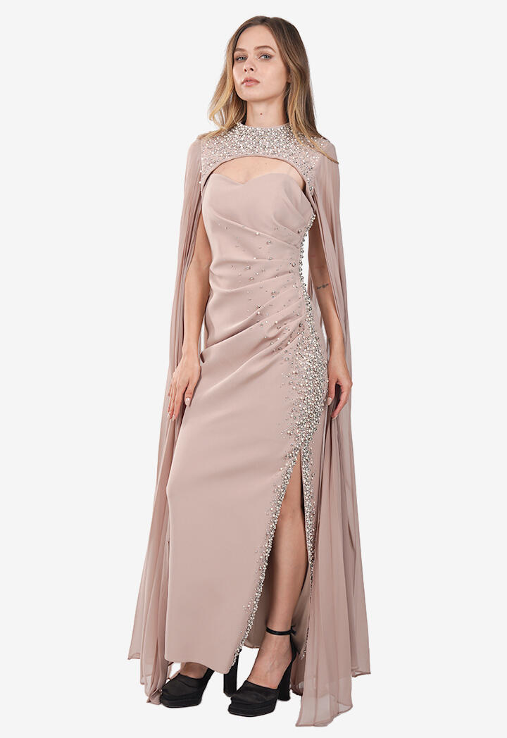 فستان طويل - بيج - 38 image 0