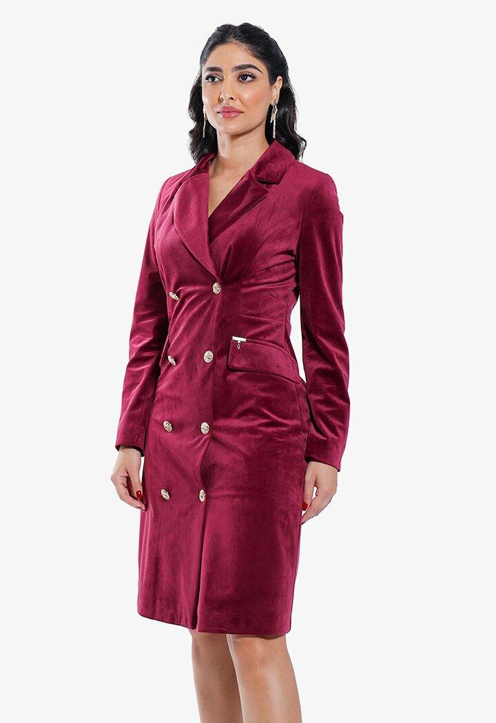 فستان معطف قصير مخمل image 1