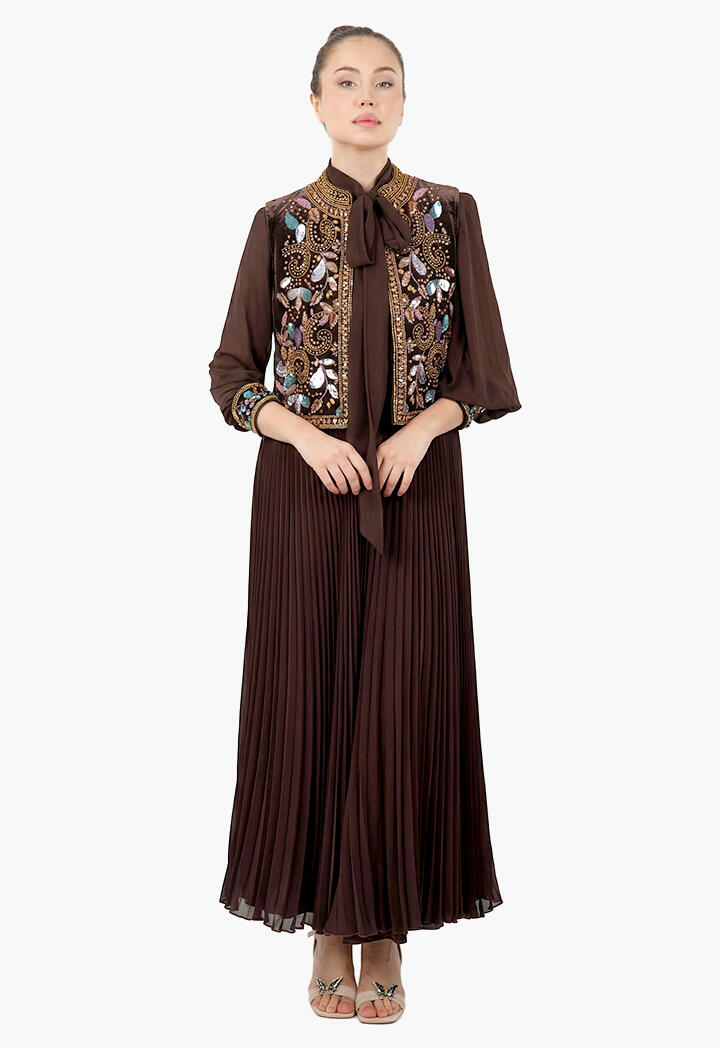 Embroidered Bodice Maxi Evening Dress | List Roma