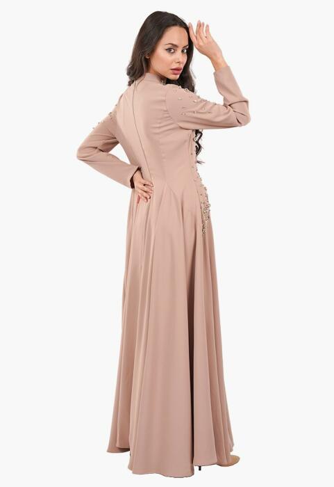 فستان طويل - بيج - 48 image 6
