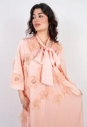 فستان ساتان بتطريز ورود image 2