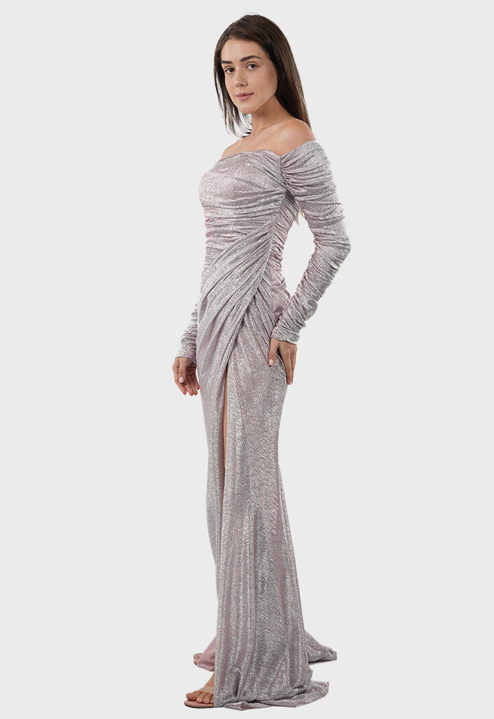 Metallic Off-Shoulder Maxi Dress image 11
