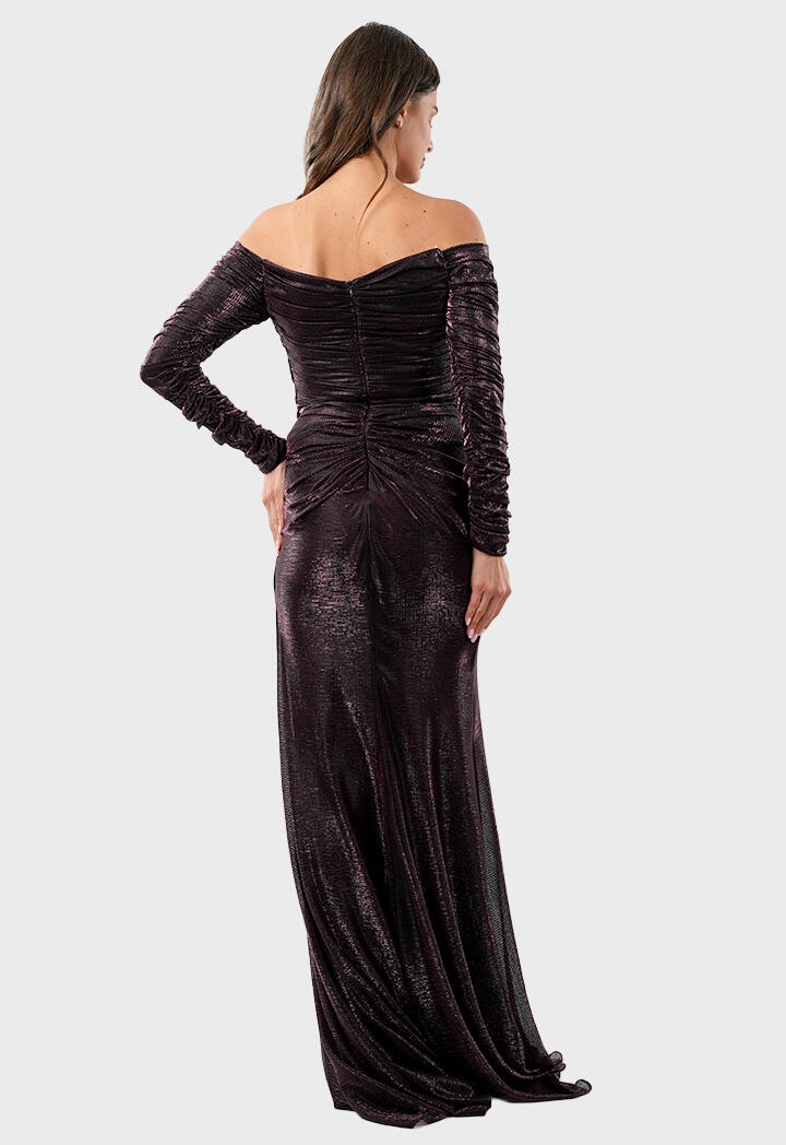 Metallic Off-Shoulder Maxi Dress image 12
