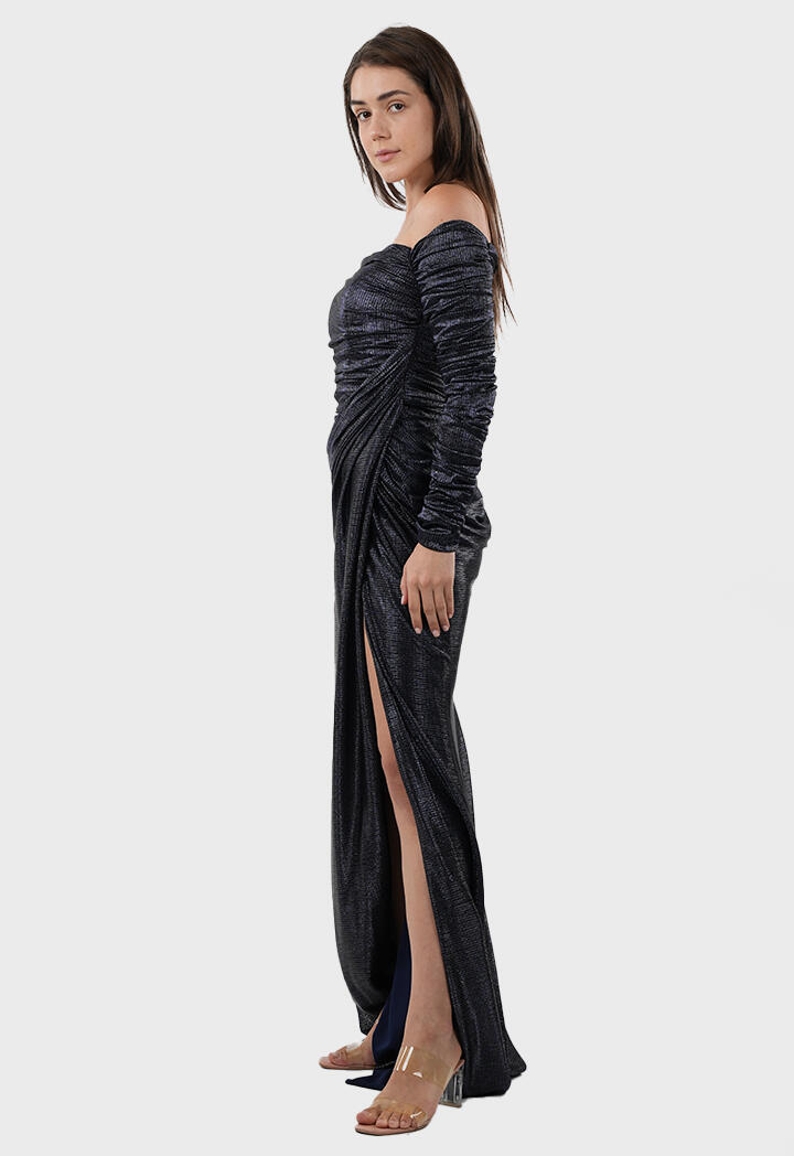 Metallic Off-Shoulder Maxi Dress image 3