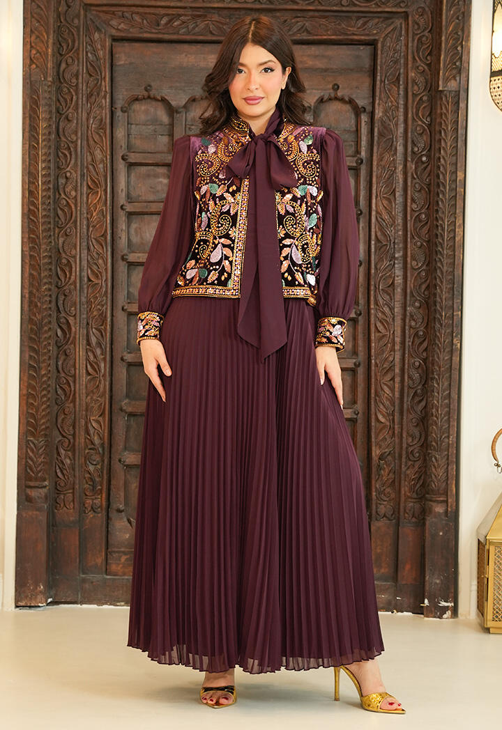 Embroidered Bodice Maxi Evening Dress | List Roma