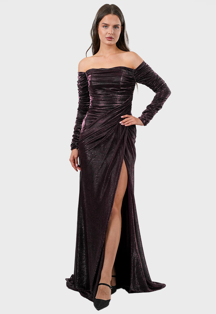 Metallic Off-Shoulder Maxi Dress image 2