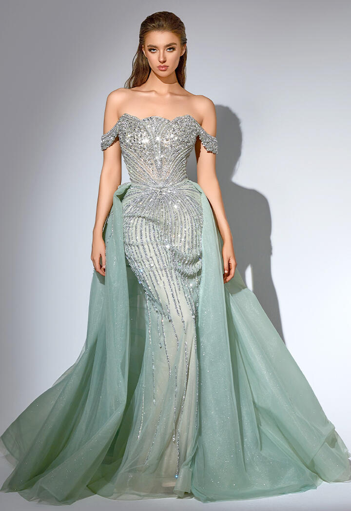 فستان طويل - فستقي - 36 image 0