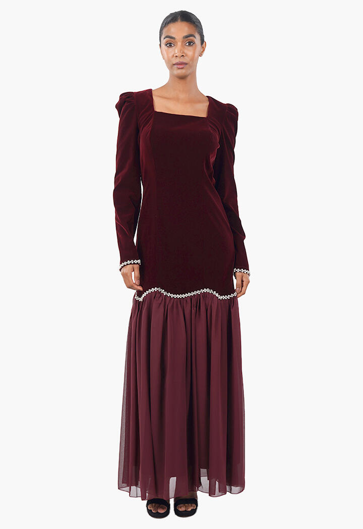 فستان طويل - عنابي - 42 image 0