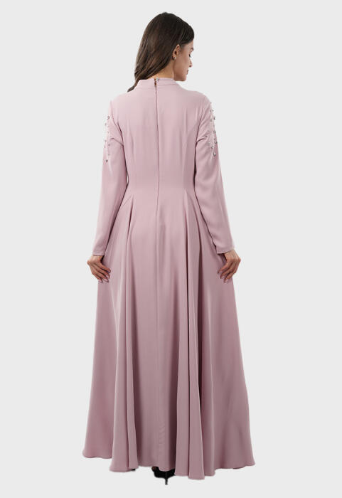 فستان طويل - بيج - 48 image 4