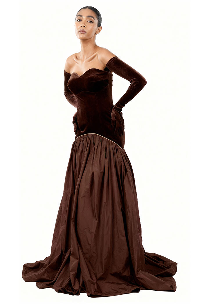 فستان طويل - بني - 42 image 0