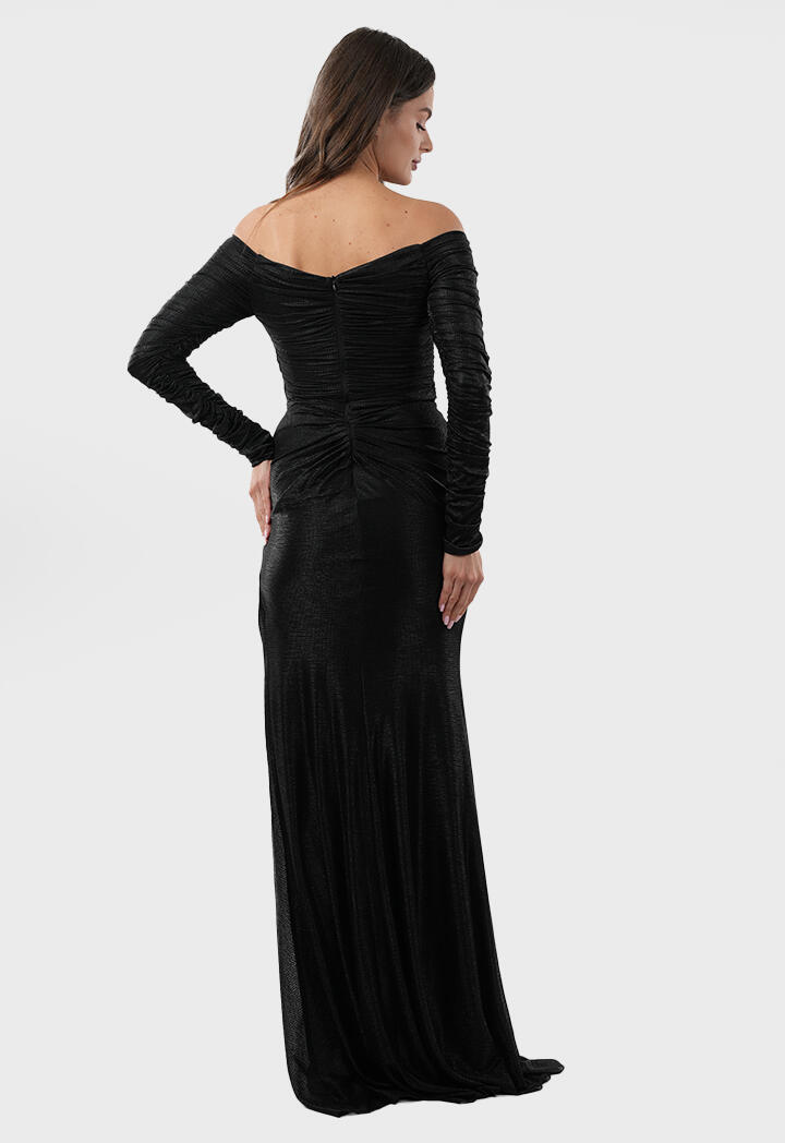Metallic Off-Shoulder Maxi Dress image 6