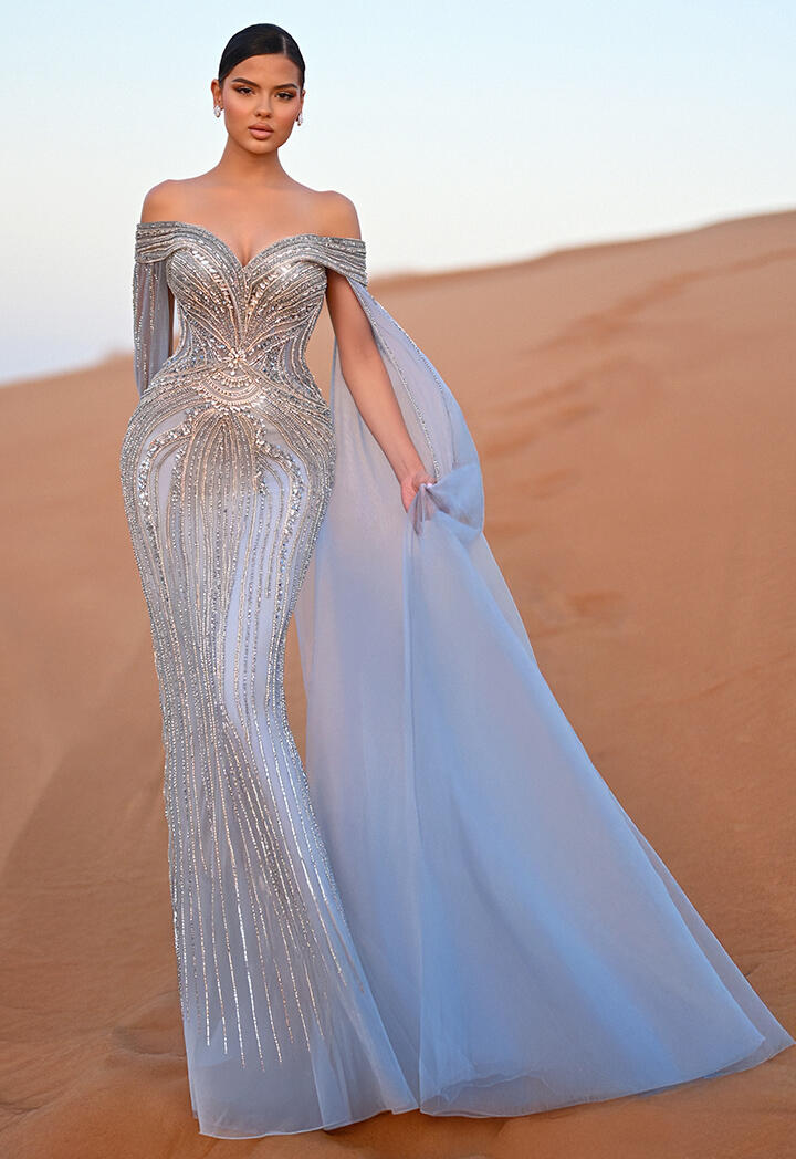 فستان طويل - سماوي - 44 image 0