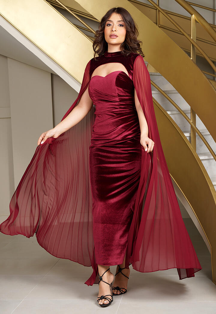 فستان طويل - عنابي - 42 image 0