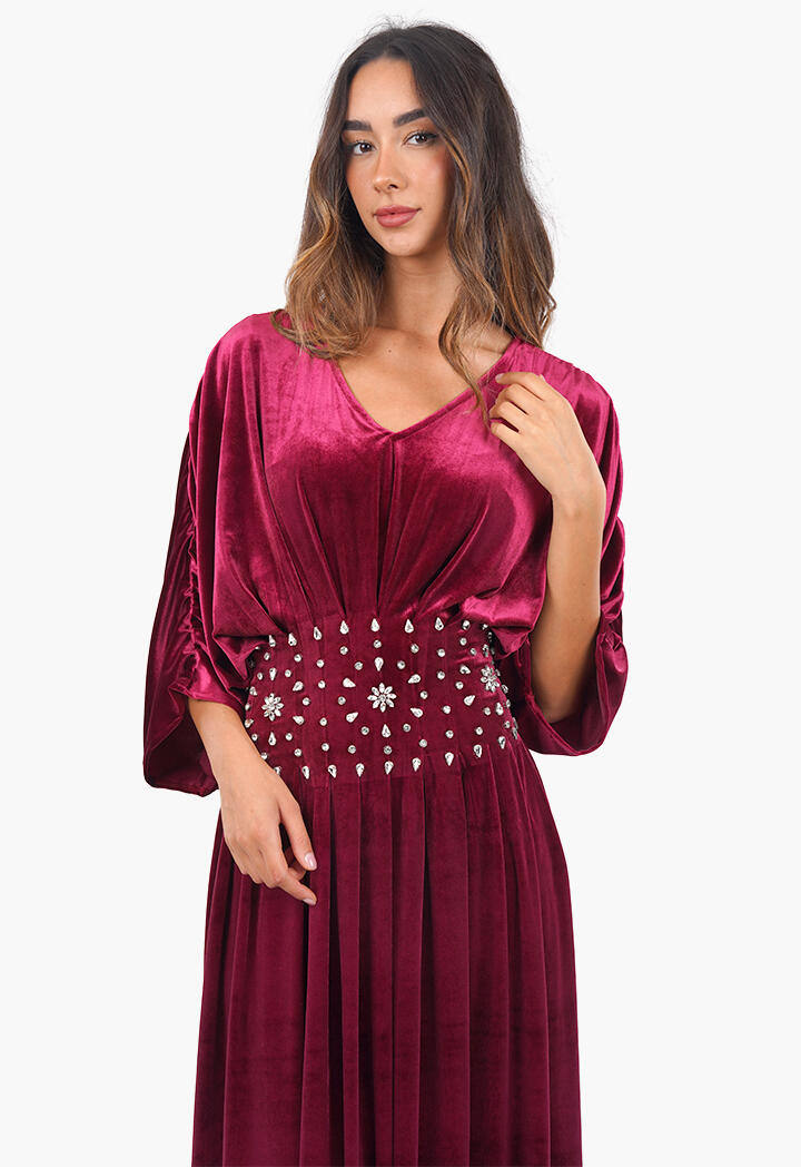 فستان مخمل راقي مرصع بماسات image 4