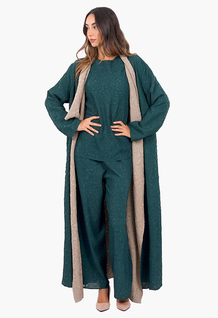 عباية طويلة دبل فيس وبلوزة وبنطال image 22