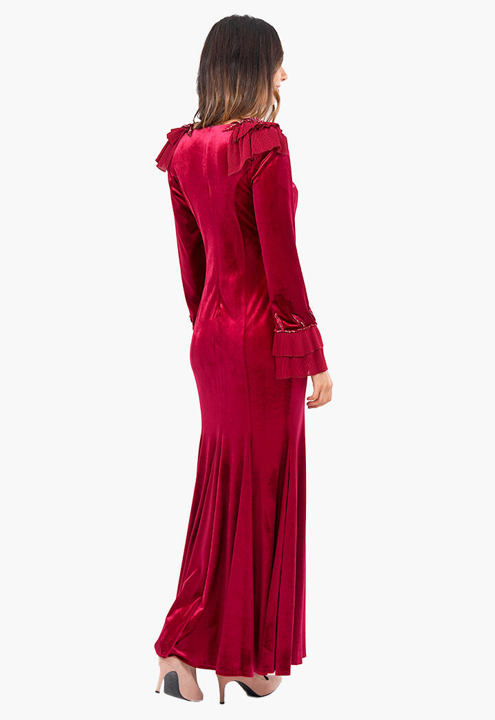 فستان مخمل ضيق وطويل image 7