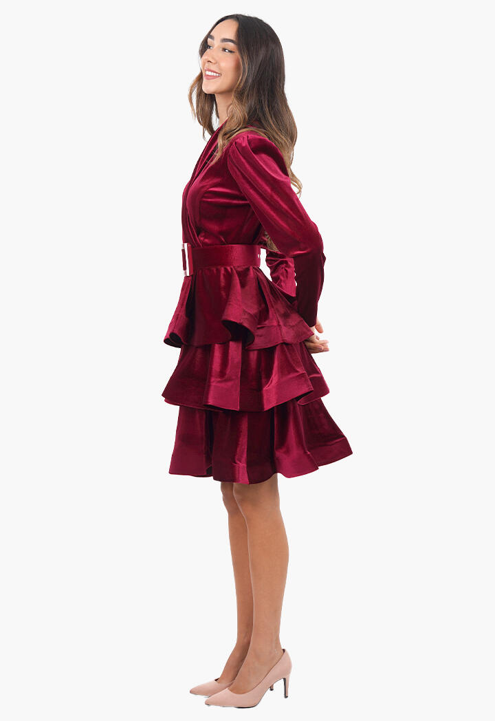 فستان مخمل قصير بثلاث طبقات image 6