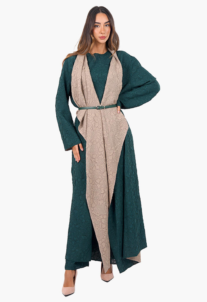 عباية طويلة دبل فيس وبلوزة وبنطال image 8