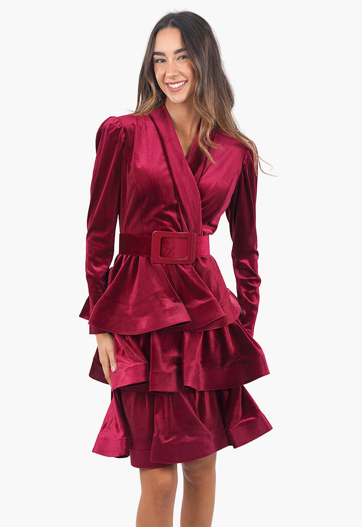 فستان مخمل قصير بثلاث طبقات image 7