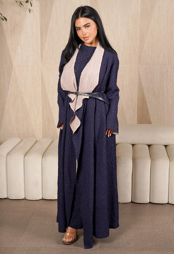 عباية طويلة دبل فيس وبلوزة وبنطال image 7