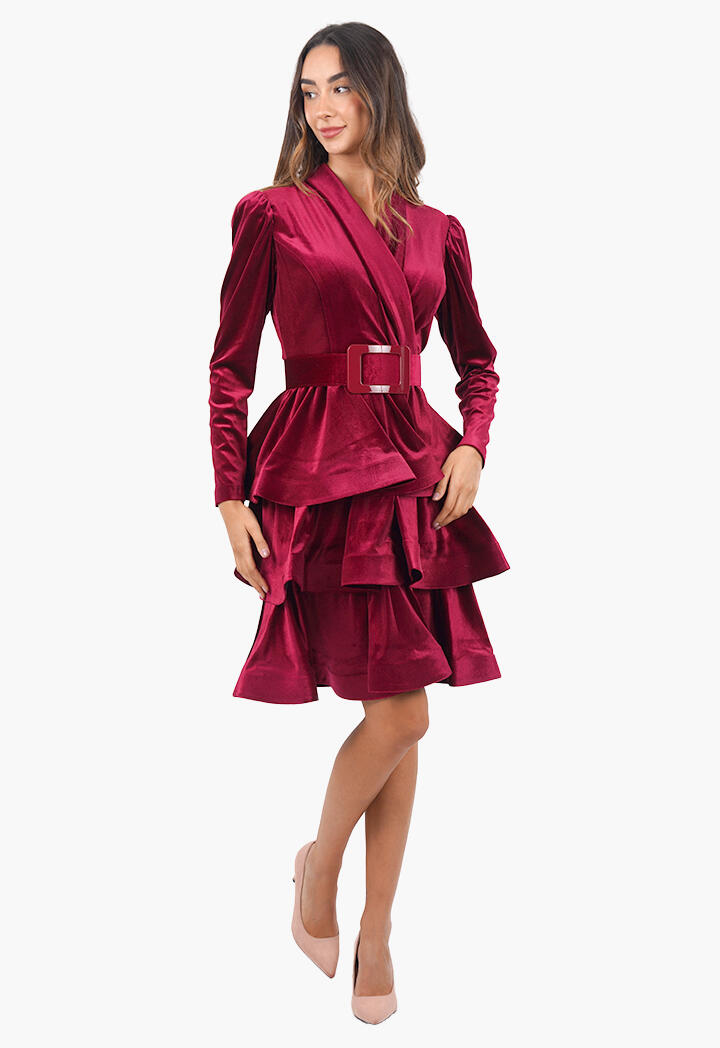 فستان مخمل قصير بثلاث طبقات image 4