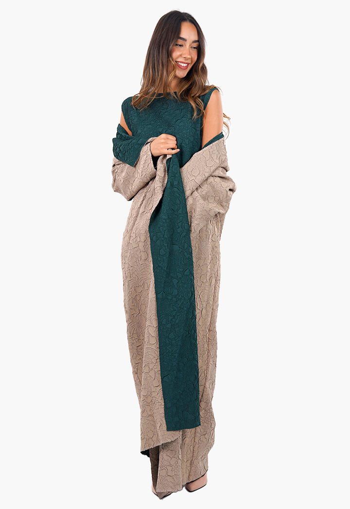 عباية طويلة دبل فيس وبلوزة وبنطال image 4