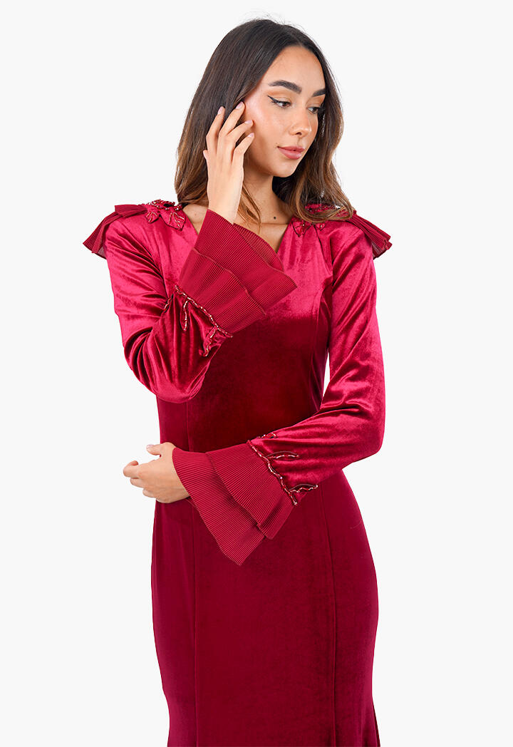 فستان مخمل ضيق وطويل image 6