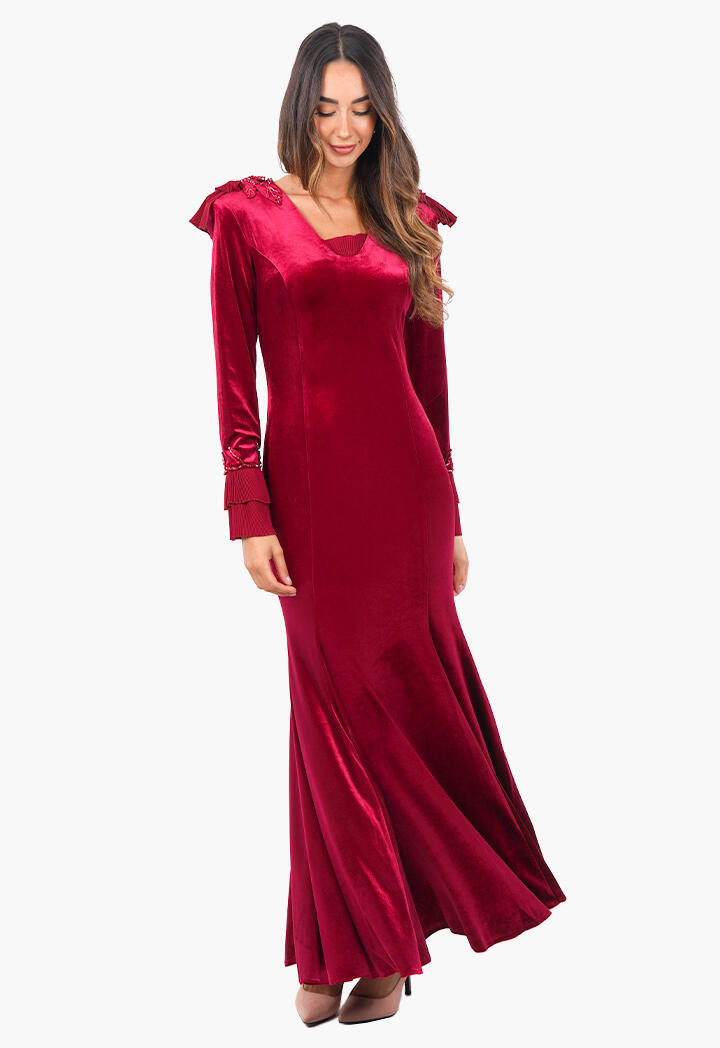 فستان مخمل ضيق وطويل image 5