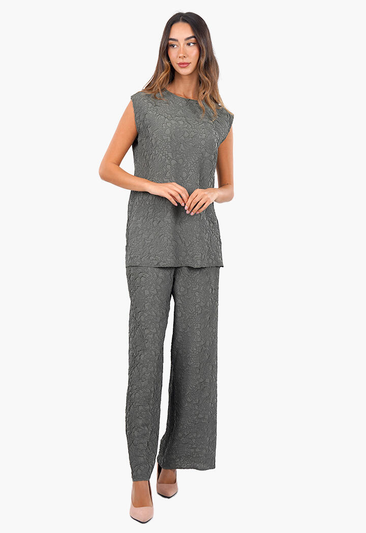 عباية طويلة دبل فيس وبلوزة وبنطال image 6