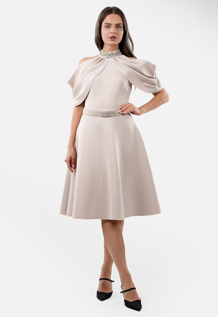  Embellished Cape Sleeve Short Dress image 1