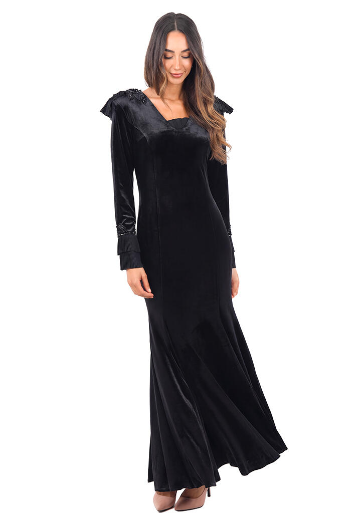 فستان مخمل ضيق وطويل image 1