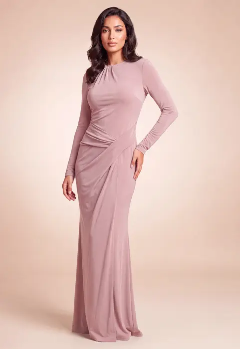 فستان سهرة طويل بقصة درابيه أنيقة image 2