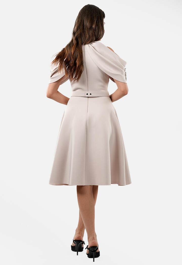  Embellished Cape Sleeve Short Dress image 3